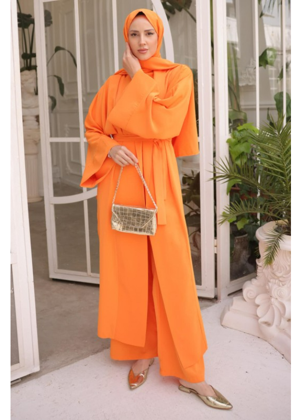 Orange Dörtlü Kimono Takım